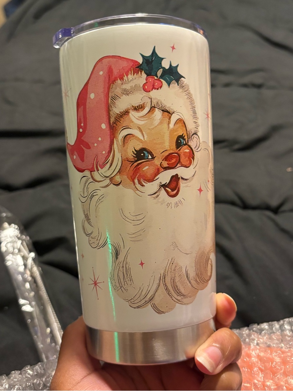 Vintage Santa Holiday Tumbler - White and Red